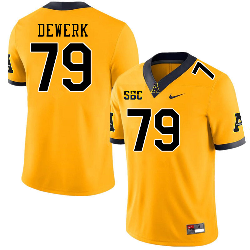 Men #79 Andres Dewerk Appalachian State Mountaineers College Football Jerseys Stitched-Gold